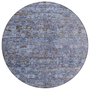 HomeRoots 8' Blue and Brown Ikat Area Rug - Washable, Durable Design for Indoor & Outdoor Spaces, Stylish Comfort 659344