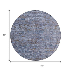 HomeRoots 8' Blue and Brown Ikat Area Rug - Washable, Durable Design for Indoor & Outdoor Spaces, Stylish Comfort 659344