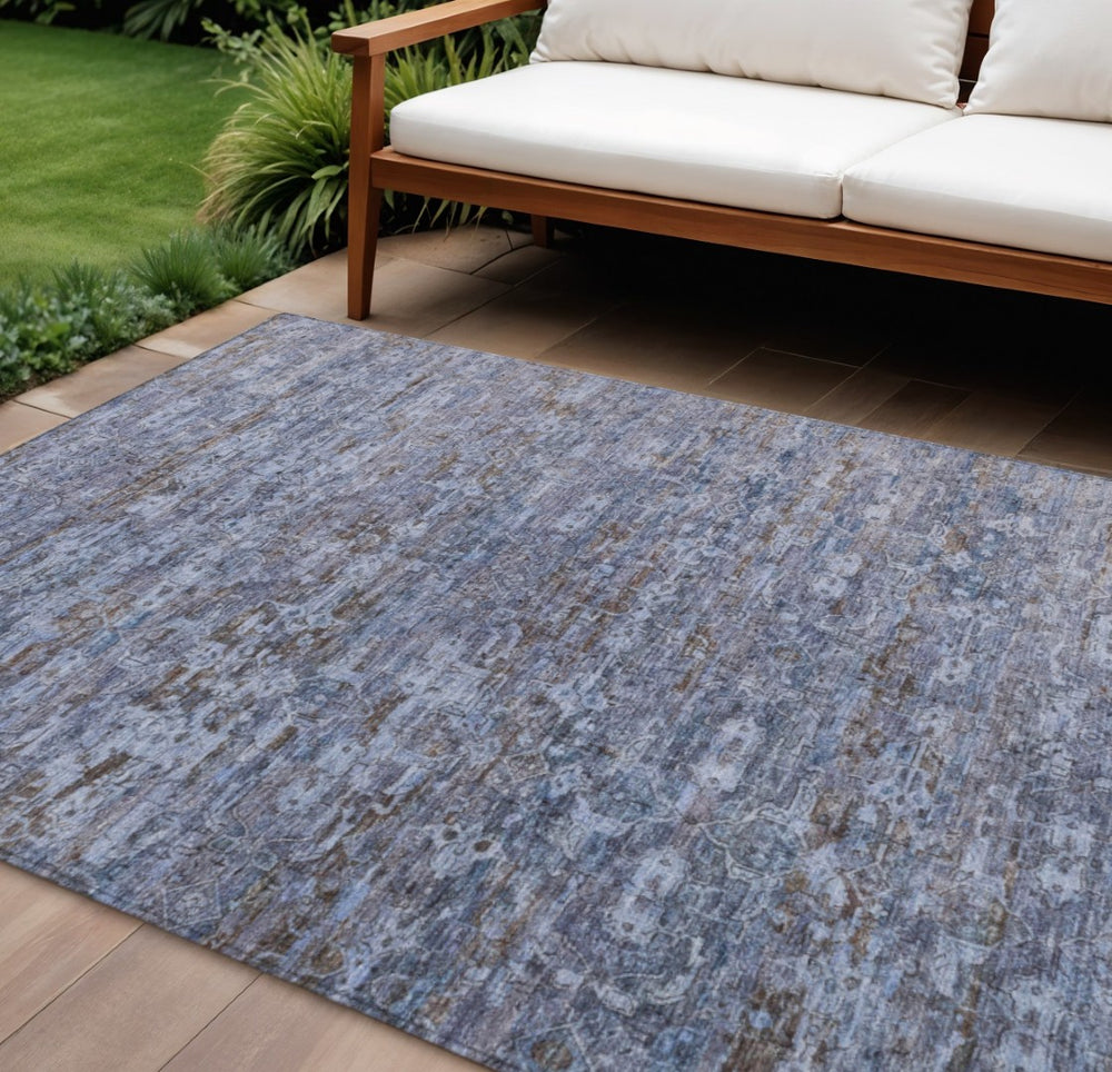 HomeRoots 8' x 10' Blue & Brown Ikat Area Rug - Stylish, Washable, Durable for Indoor & Outdoor Spaces! 659345