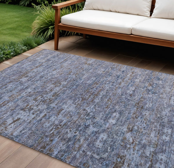 HomeRoots 8' x 10' Blue & Brown Ikat Area Rug - Stylish, Washable, Durable for Indoor & Outdoor Spaces! 659345