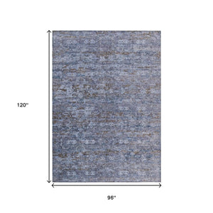 HomeRoots 8' x 10' Blue & Brown Ikat Area Rug - Stylish, Washable, Durable for Indoor & Outdoor Spaces! 659345