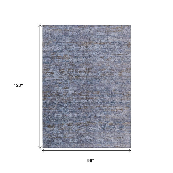 HomeRoots 8' x 10' Blue & Brown Ikat Area Rug - Stylish, Washable, Durable for Indoor & Outdoor Spaces! 659345