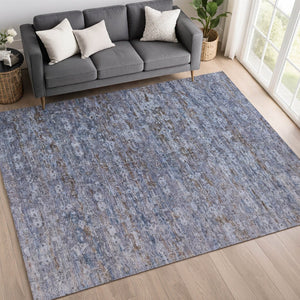 HomeRoots 8' x 10' Blue & Brown Ikat Area Rug - Stylish, Washable, Durable for Indoor & Outdoor Spaces! 659345