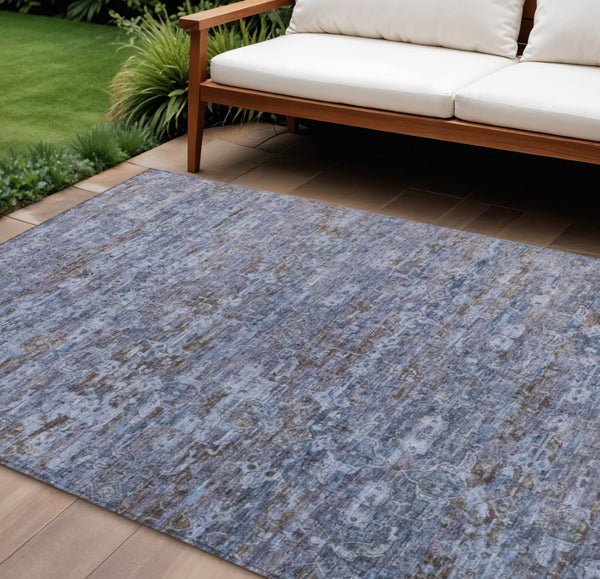 HomeRoots 9' Blue and Brown Ikat Washable Area Rug – Durable, Stylish, and Versatile for Indoor/Outdoor Use! 659346