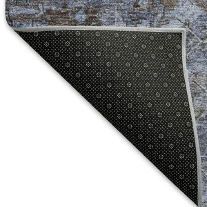 HomeRoots 9' Blue and Brown Ikat Washable Area Rug – Durable, Stylish, and Versatile for Indoor/Outdoor Use! 659346