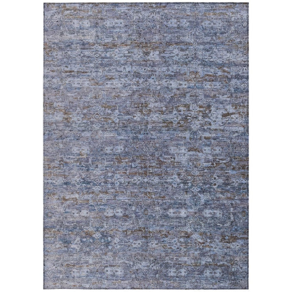 HomeRoots 10' Blue & Brown Ikat Area Rug - Washable, Durable Indoor/Outdoor Accent for High-Traffic Spaces 659347