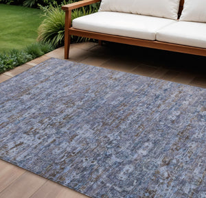 HomeRoots 10' Blue & Brown Ikat Area Rug - Washable, Durable Indoor/Outdoor Accent for High-Traffic Spaces 659347