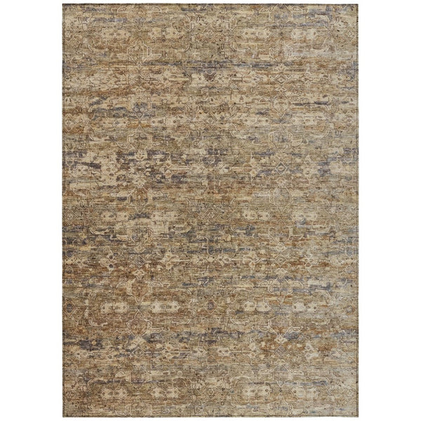 HomeRoots 5' Modern Ikat Washable Indoor Outdoor Area Rug in Brown & Beige - Durable, Stylish & Versatile! 659349