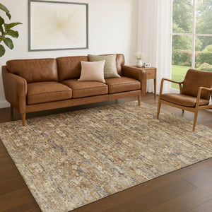HomeRoots 5' Modern Ikat Washable Indoor Outdoor Area Rug in Brown & Beige - Durable, Stylish & Versatile! 659349