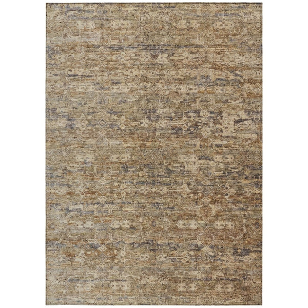 HomeRoots 8' X 10' Brown Ikat Area Rug - Versatile Indoor/Outdoor Design, Stain-Resistant & Machine Washable! 659351