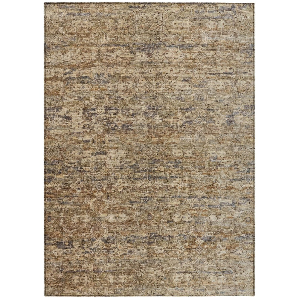 HomeRoots 9' X 12' Brown and Beige Ikat Area Rug - Durable, Washable Indoor/Outdoor Design for High-Traffic Spaces 659352