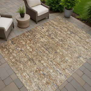 HomeRoots 10' X 14' Stylish Brown and Beige Ikat Indoor/Outdoor Area Rug – Washable, Durable, and Versatile! 659353