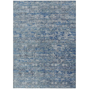 HomeRoots 5' Modern Denim Blue & Ivory Ikat Area Rug - Washable, Durable, Indoor/Outdoor, Stain Resistant Design 659355