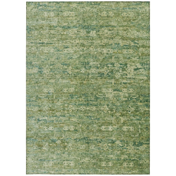 HomeRoots 5' Stylish Olive Green & Sage Ikat Washable Indoor/Outdoor Area Rug - Durable, Versatile Design! 659361