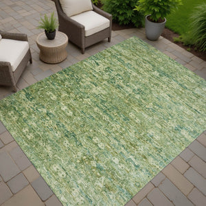 HomeRoots 5' Stylish Olive Green & Sage Ikat Washable Indoor/Outdoor Area Rug - Durable, Versatile Design! 659361