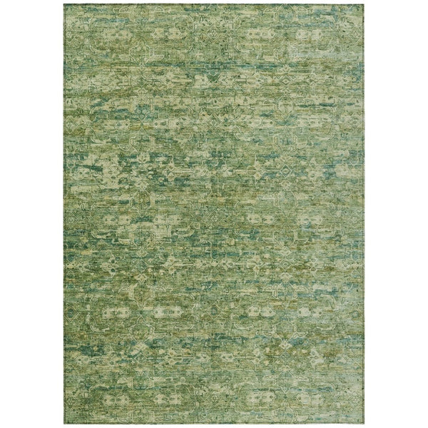HomeRoots 5' Stylish Olive Green & Sage Ikat Washable Indoor/Outdoor Area Rug - Durable, Versatile Design! 659361
