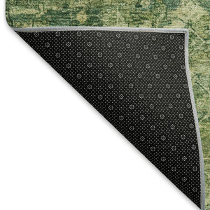 HomeRoots 5' Stylish Olive Green & Sage Ikat Washable Indoor/Outdoor Area Rug - Durable, Versatile Design! 659361