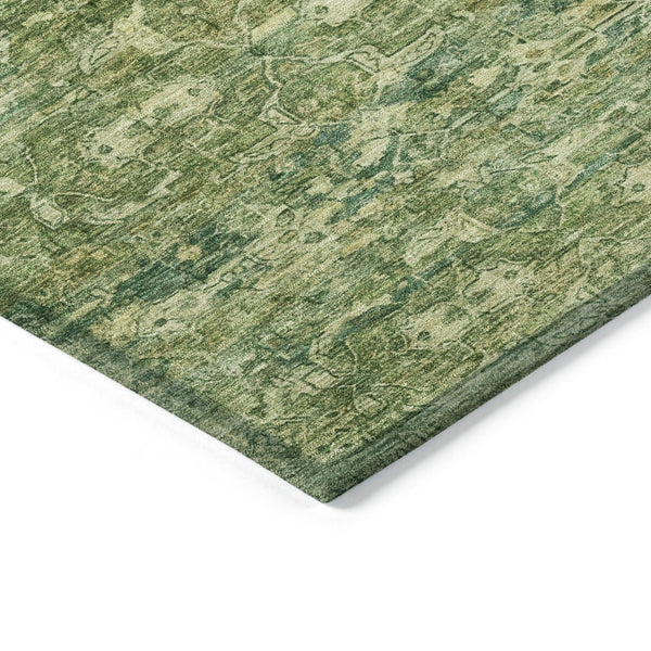 HomeRoots 5' Stylish Olive Green & Sage Ikat Washable Indoor/Outdoor Area Rug - Durable, Versatile Design! 659361