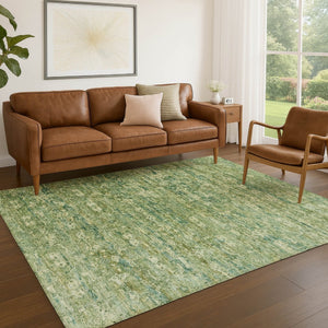 HomeRoots 5' Stylish Olive Green & Sage Ikat Washable Indoor/Outdoor Area Rug - Durable, Versatile Design! 659361