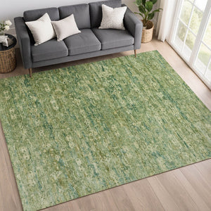 HomeRoots 5' Stylish Olive Green & Sage Ikat Washable Indoor/Outdoor Area Rug - Durable, Versatile Design! 659361
