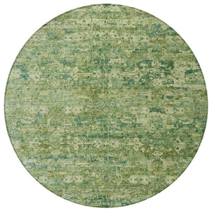 HomeRoots 8' Olive Green & Sage Round Ikat Rug - Stylish, Washable, Indoor/Outdoor, Durable for Busy Homes 659362