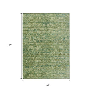 HomeRoots 8' X 10' Olive Green & Sage Ikat Area Rug – Stylish, Washable, Durable for Indoor & Outdoor Use! 659363