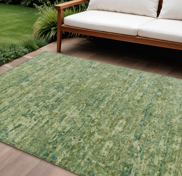 HomeRoots 10' Stylish Olive Green & Sage Ikat Washable Area Rug - Perfect for Indoor & Outdoor Spaces! 659365
