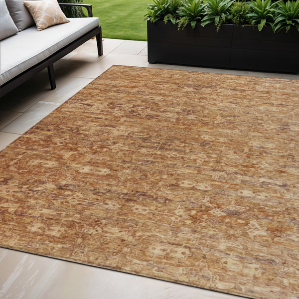 HomeRoots 5' X 8' Chili Red and Brown Ikat Area Rug – Stylish, Durable, Washable for Indoor and Outdoor Spaces 659367