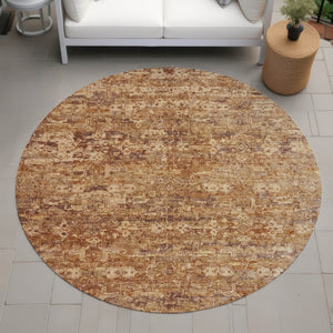 HomeRoots 8' Chili Red and Brown Ikat Washable Area Rug - Stylish, Durable, Indoor/Outdoor, Easy Care Design 659368