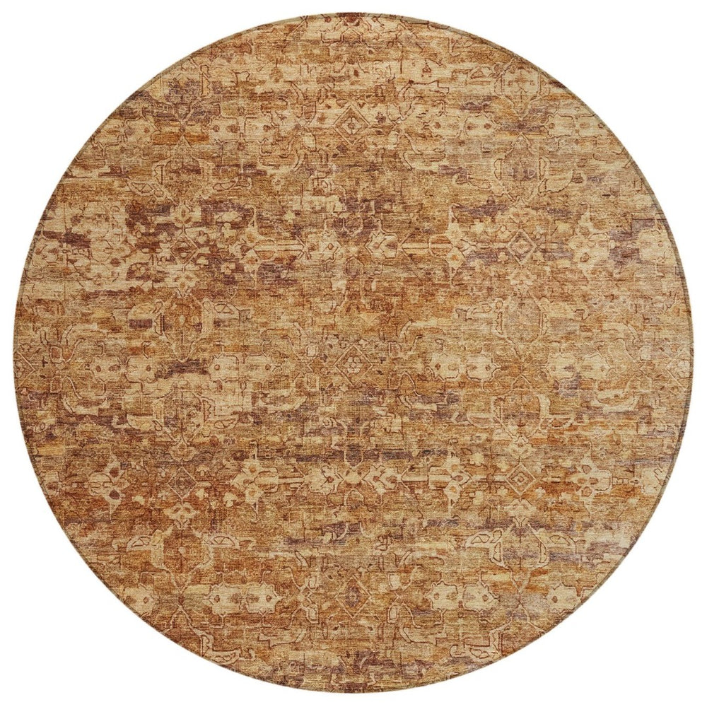 HomeRoots 8' Chili Red and Brown Ikat Washable Area Rug - Stylish, Durable, Indoor/Outdoor, Easy Care Design 659368