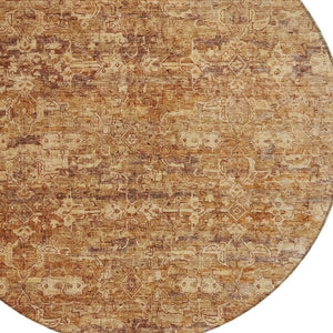HomeRoots 8' Chili Red and Brown Ikat Washable Area Rug - Stylish, Durable, Indoor/Outdoor, Easy Care Design 659368