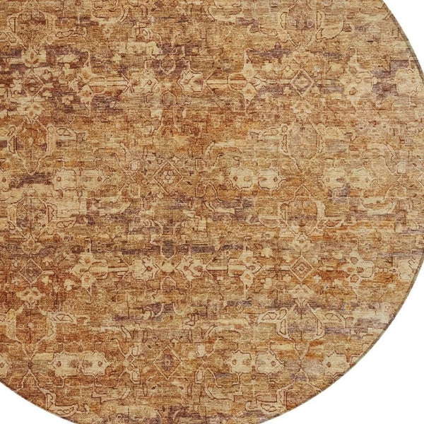 HomeRoots 8' Chili Red and Brown Ikat Washable Area Rug - Stylish, Durable, Indoor/Outdoor, Easy Care Design 659368
