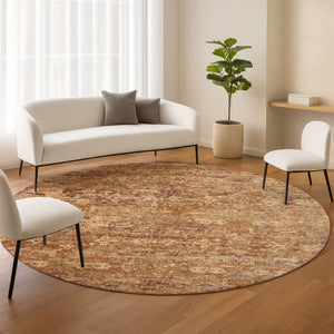 HomeRoots 8' Chili Red and Brown Ikat Washable Area Rug - Stylish, Durable, Indoor/Outdoor, Easy Care Design 659368