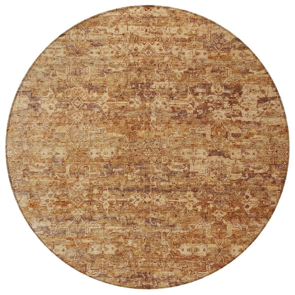 HomeRoots 8' Chili Red and Brown Ikat Washable Area Rug - Stylish, Durable, Indoor/Outdoor, Easy Care Design 659368