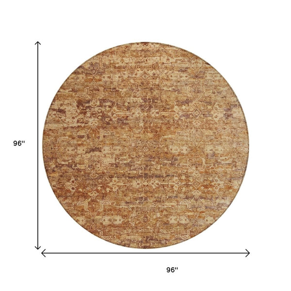 HomeRoots 8' Chili Red and Brown Ikat Washable Area Rug - Stylish, Durable, Indoor/Outdoor, Easy Care Design 659368
