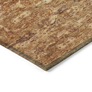 HomeRoots 10' Chili Red and Brown Ikat Area Rug – Stylish, Washable, Durable for Indoor & Outdoor Use! 659371