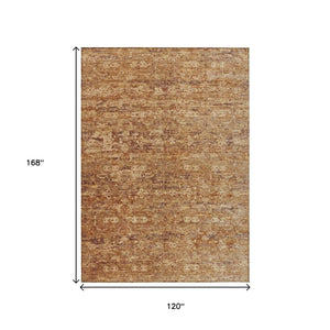 HomeRoots 10' Chili Red and Brown Ikat Area Rug – Stylish, Washable, Durable for Indoor & Outdoor Use! 659371