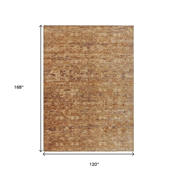 HomeRoots 10' Chili Red and Brown Ikat Area Rug – Stylish, Washable, Durable for Indoor & Outdoor Use! 659371