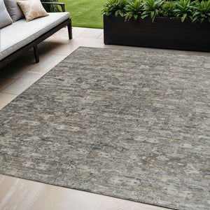 HomeRoots 5' X 8' Stylish Pewter & Silver Ikat Washable Rug – Durable, Stain-Resistant for Indoor/Outdoor Use 659373