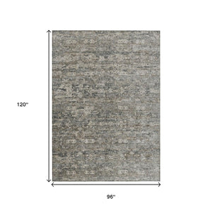 HomeRoots 8' X 10' Ikat Area Rug in Pewter & Silver – Stylish, Washable, Durable for Indoor & Outdoor Spaces 659375