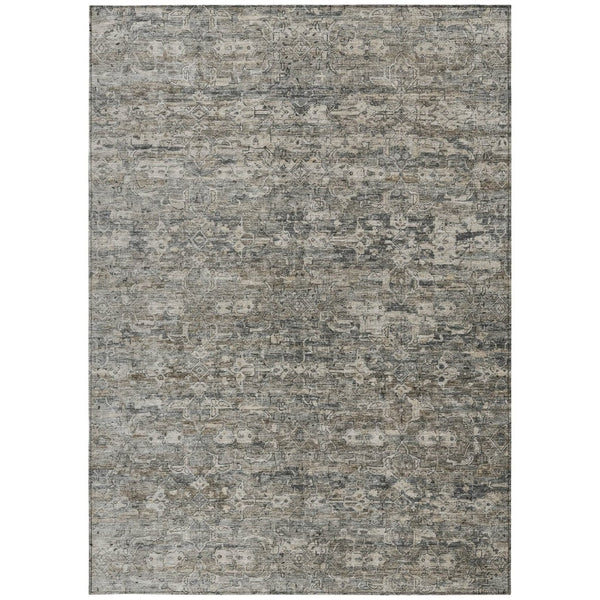 HomeRoots 10' Modern Pewter and Silver Ikat Washable Area Rug - Durable Indoor/Outdoor Style for Any Space 659377