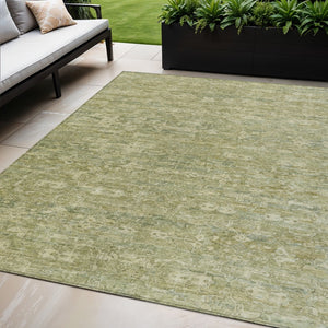 HomeRoots 5' X 8' Stylish Sage and Ivory Ikat Area Rug - Durable, Washable, Indoor/Outdoor Design for Any Space 659379