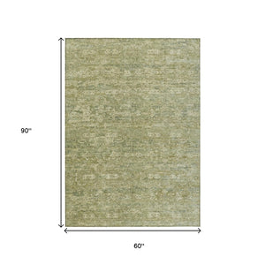 HomeRoots 5' X 8' Stylish Sage and Ivory Ikat Area Rug - Durable, Washable, Indoor/Outdoor Design for Any Space 659379