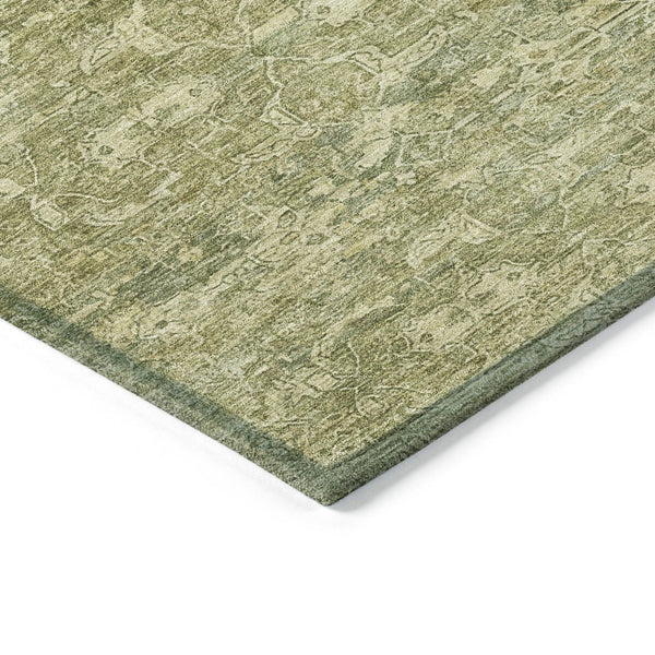 HomeRoots 8' Sage and Ivory Round Ikat Rug – Washable, Durable, Stylish for Indoor or Outdoor Spaces! 659380
