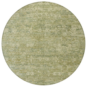 HomeRoots 8' Sage and Ivory Round Ikat Rug – Washable, Durable, Stylish for Indoor or Outdoor Spaces! 659380