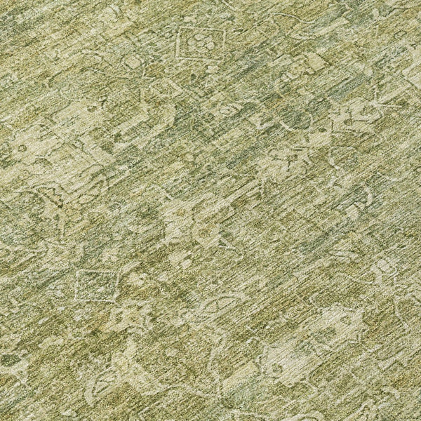 HomeRoots 8' Sage and Ivory Round Ikat Rug – Washable, Durable, Stylish for Indoor or Outdoor Spaces! 659380