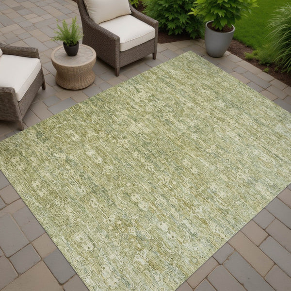 HomeRoots 9' X 12' Sage Ikat Area Rug - Stylish, Washable, Durable for Indoor & Outdoor Use - Easy Care Design 659382