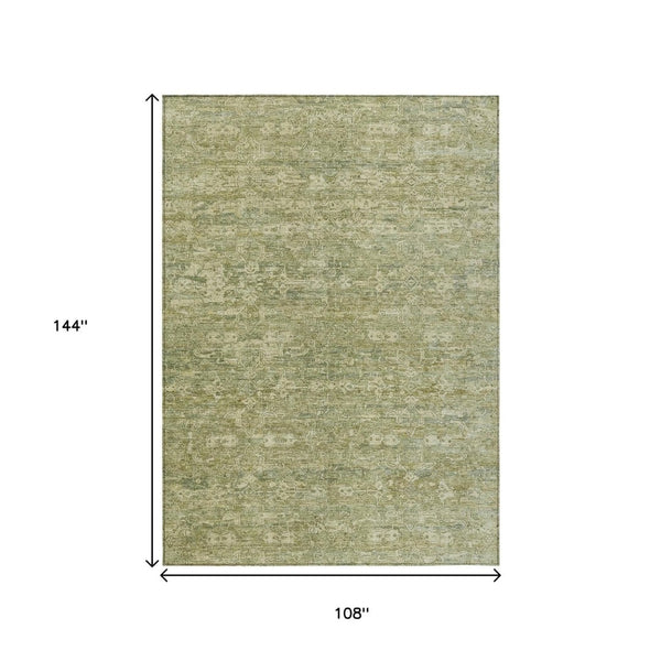 HomeRoots 9' X 12' Sage Ikat Area Rug - Stylish, Washable, Durable for Indoor & Outdoor Use - Easy Care Design 659382