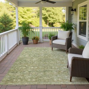HomeRoots 9' X 12' Sage Ikat Area Rug - Stylish, Washable, Durable for Indoor & Outdoor Use - Easy Care Design 659382