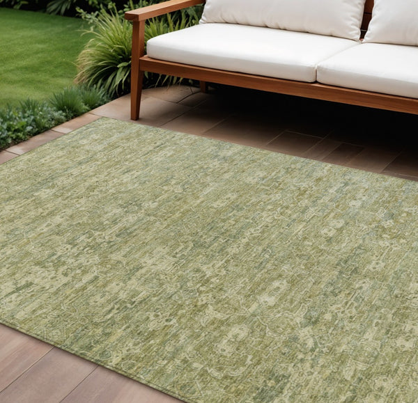 HomeRoots 10' Sage and Ivory Ikat Area Rug – Stylish, Washable, Durable for Indoor/Outdoor Spaces, Versatile Design 659383